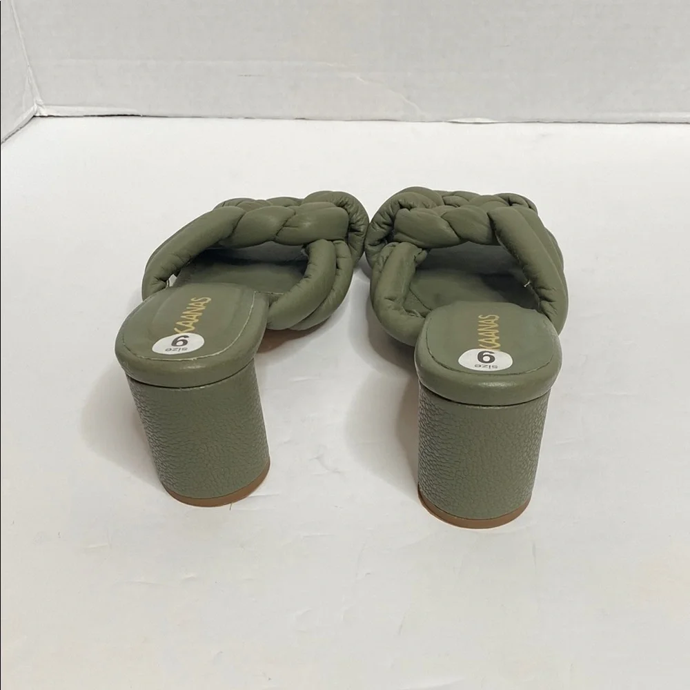 Kaanas Green Slide Sandals with Braided Detail Size 9